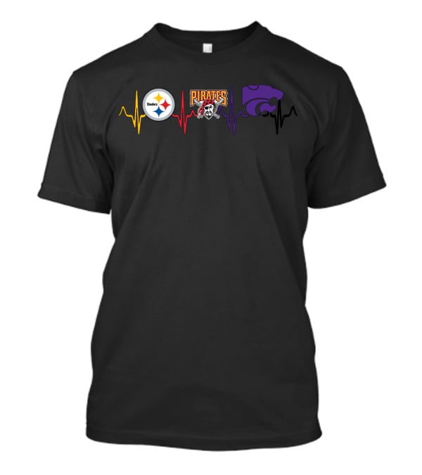 Steelers Pirates Kansas State Wildcats Heartbeat T-Shirt