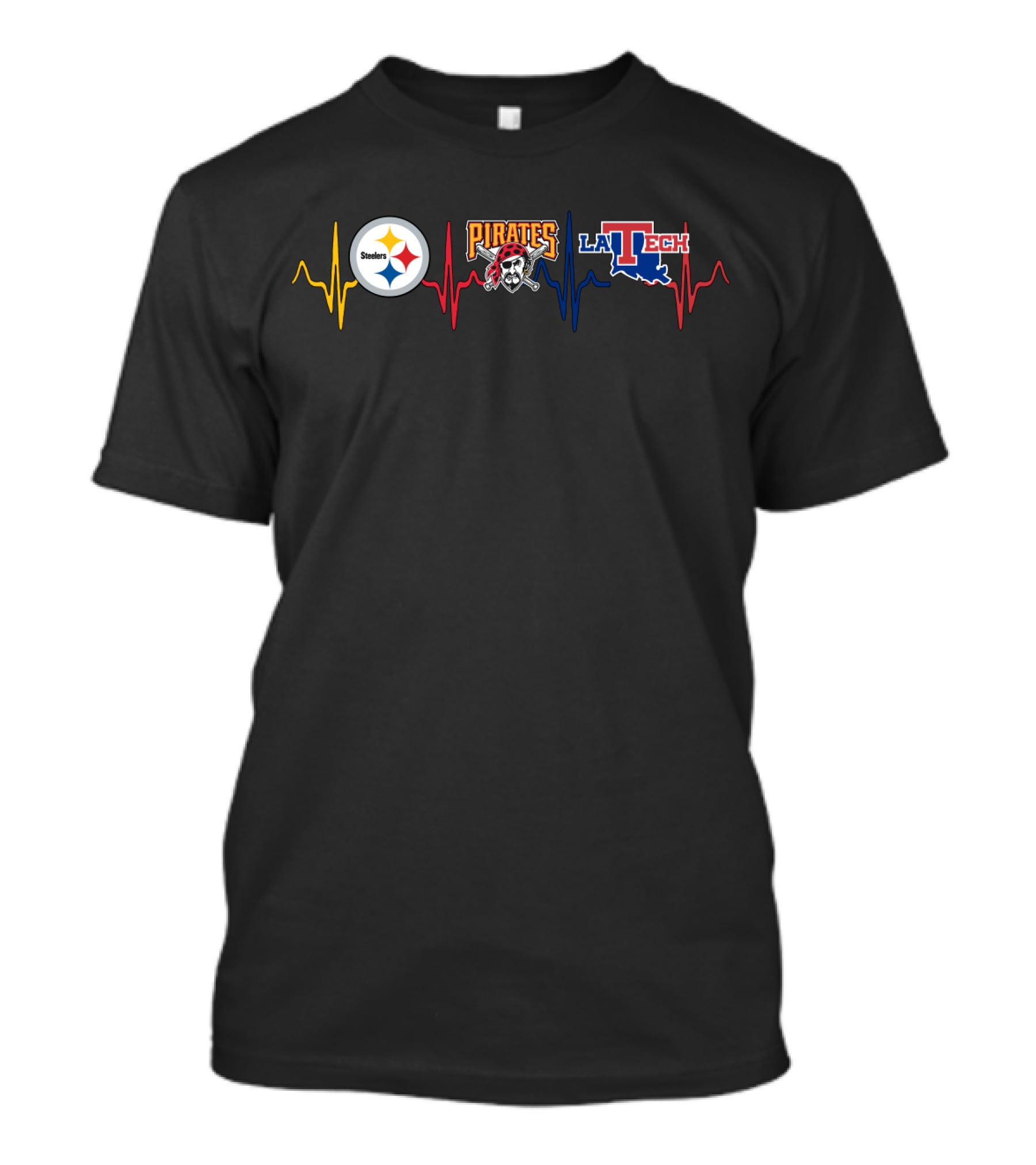 Steelers Pirates La Tech Heartbeat T-Shirt