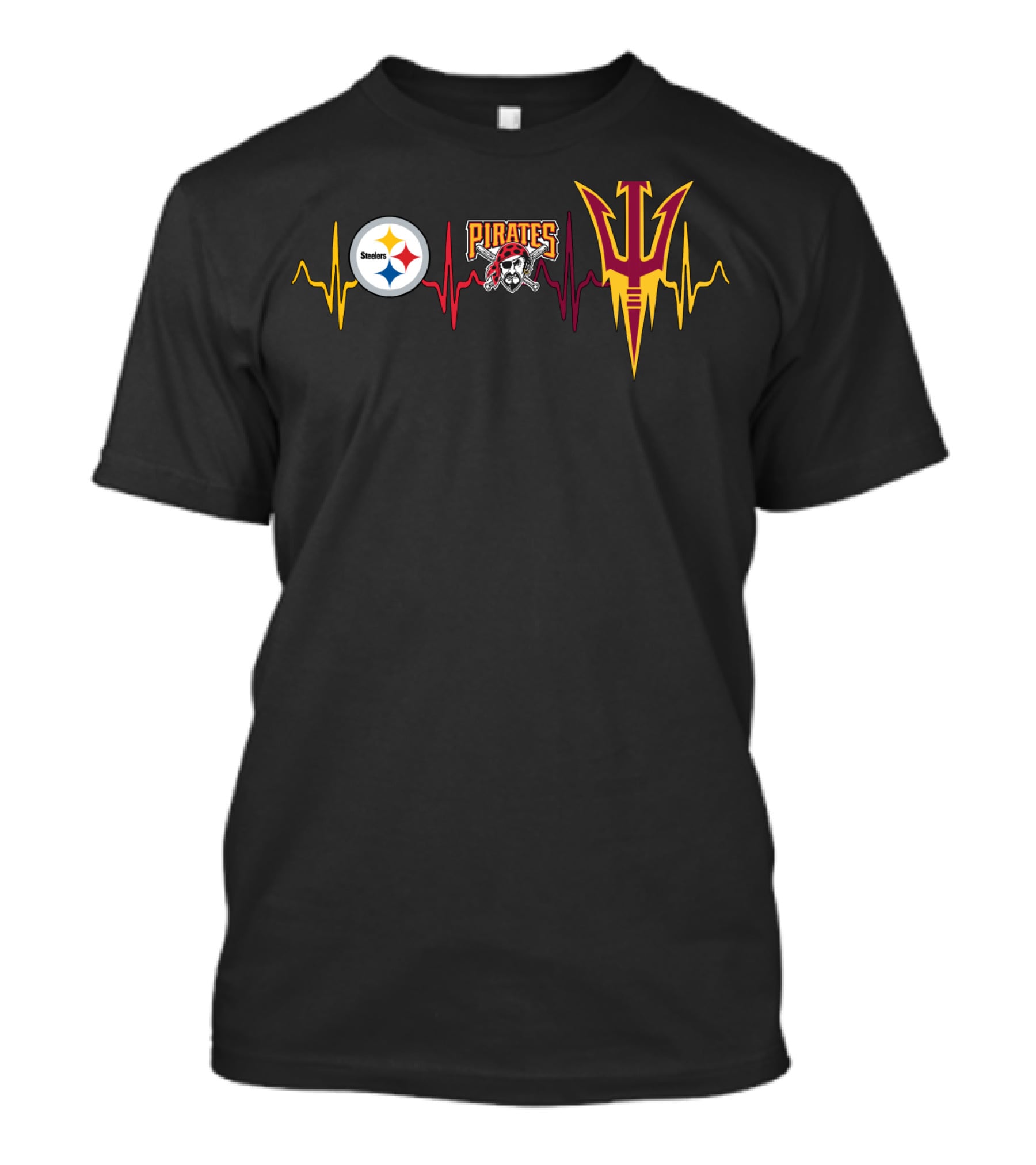 Steelers Pirates Sun Devils Heartbeat T-Shirt