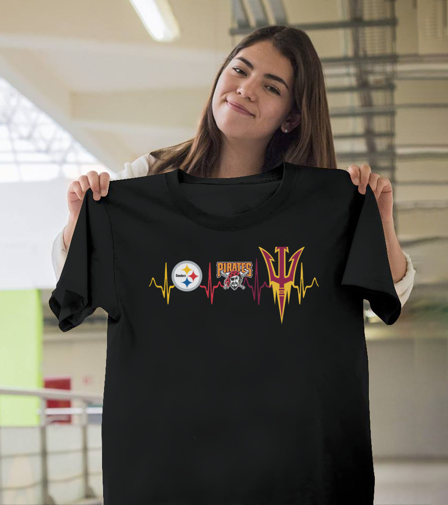Steelers Pirates Sun Devils Heartbeat T-Shirt