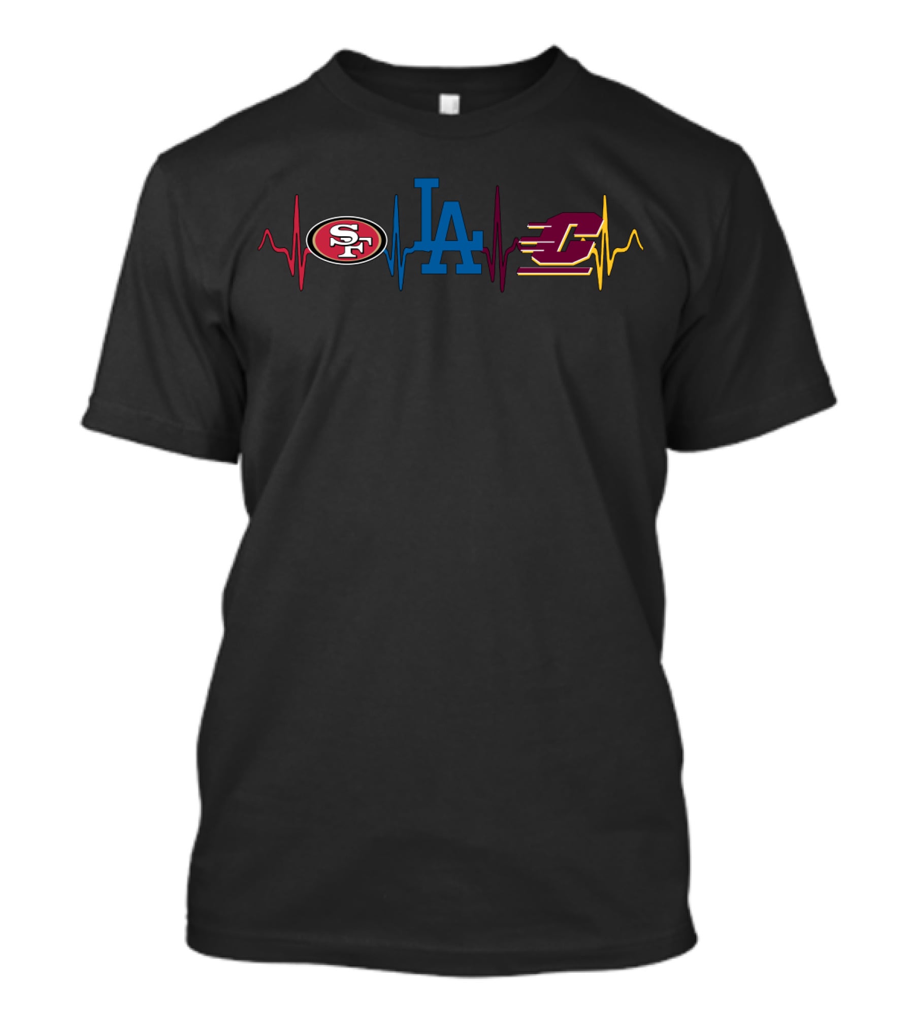 Love San Francisco 49ers Los Angeles Dodgers With Cmc T-Shirt