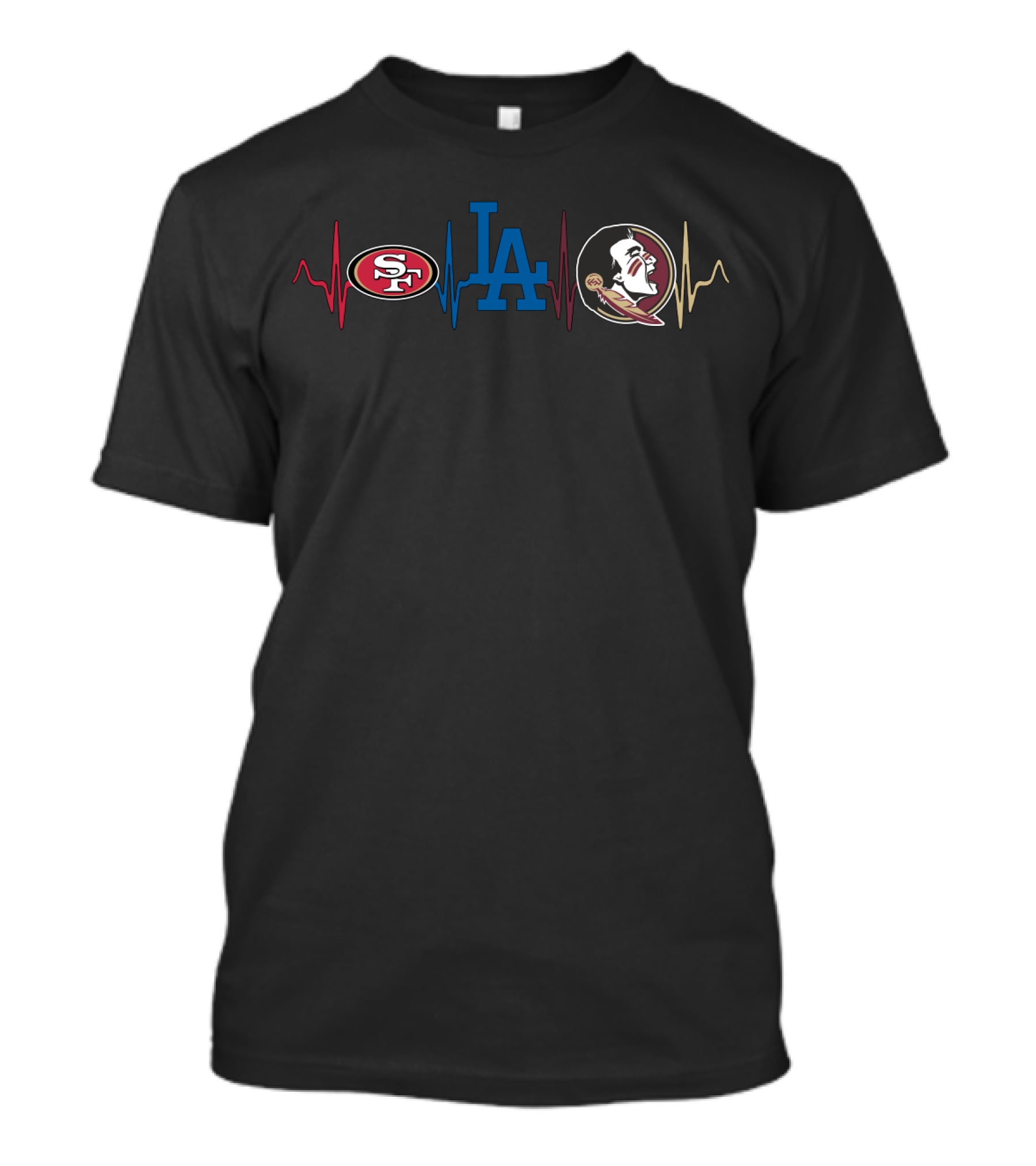 49ers Dodgers Florida State Seminoles Heartbeat Passion T-Shirt