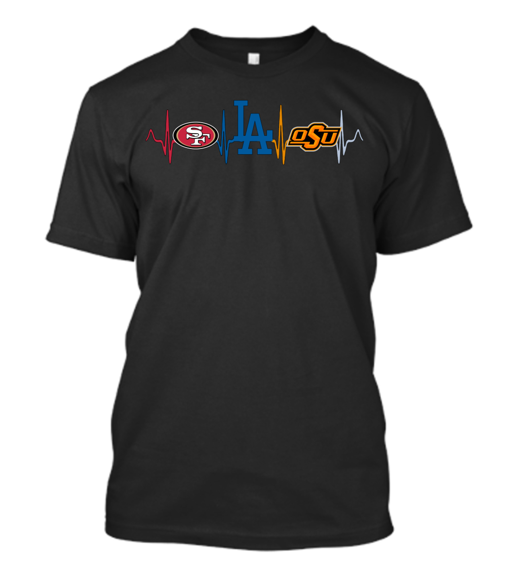 49ers Dodgers Osu Logo Heartbeat Collaboration T-Shirt