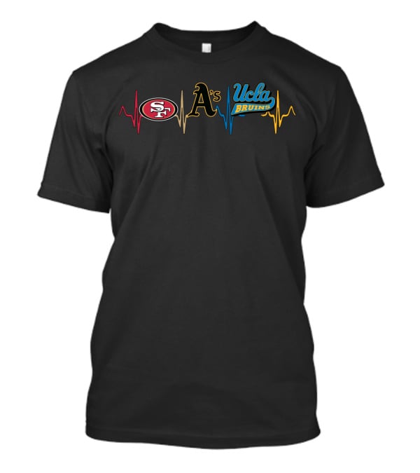 Love San Francisco 49ers Athletics Ucla Bruins Heartbeat T-Shirt