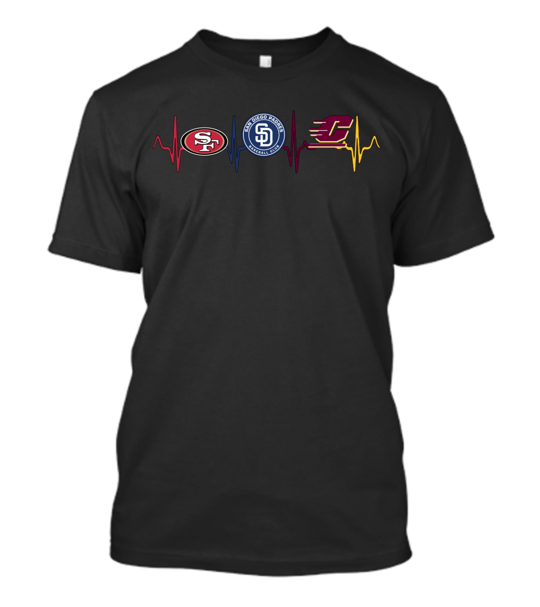 49ers San Diego Padres Cmc Heartbeat Fan Love T-Shirt