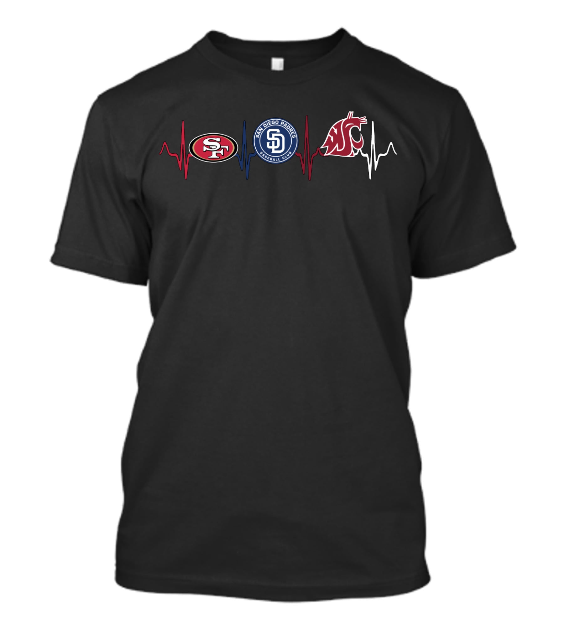 Love 49ers Padres Wsc Heartbeat Logos T-Shirt