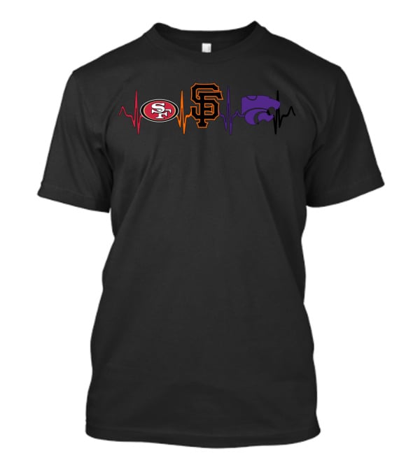 49ers Giants K-State Wildcats Heartbeat T-Shirt