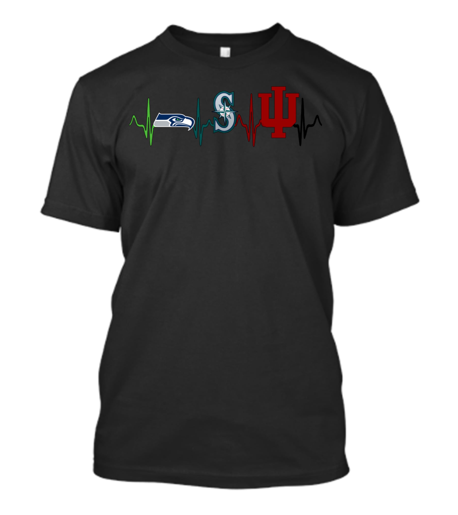 Seahawks Mariners Indiana Hoosiers Heartbeat T-Shirt