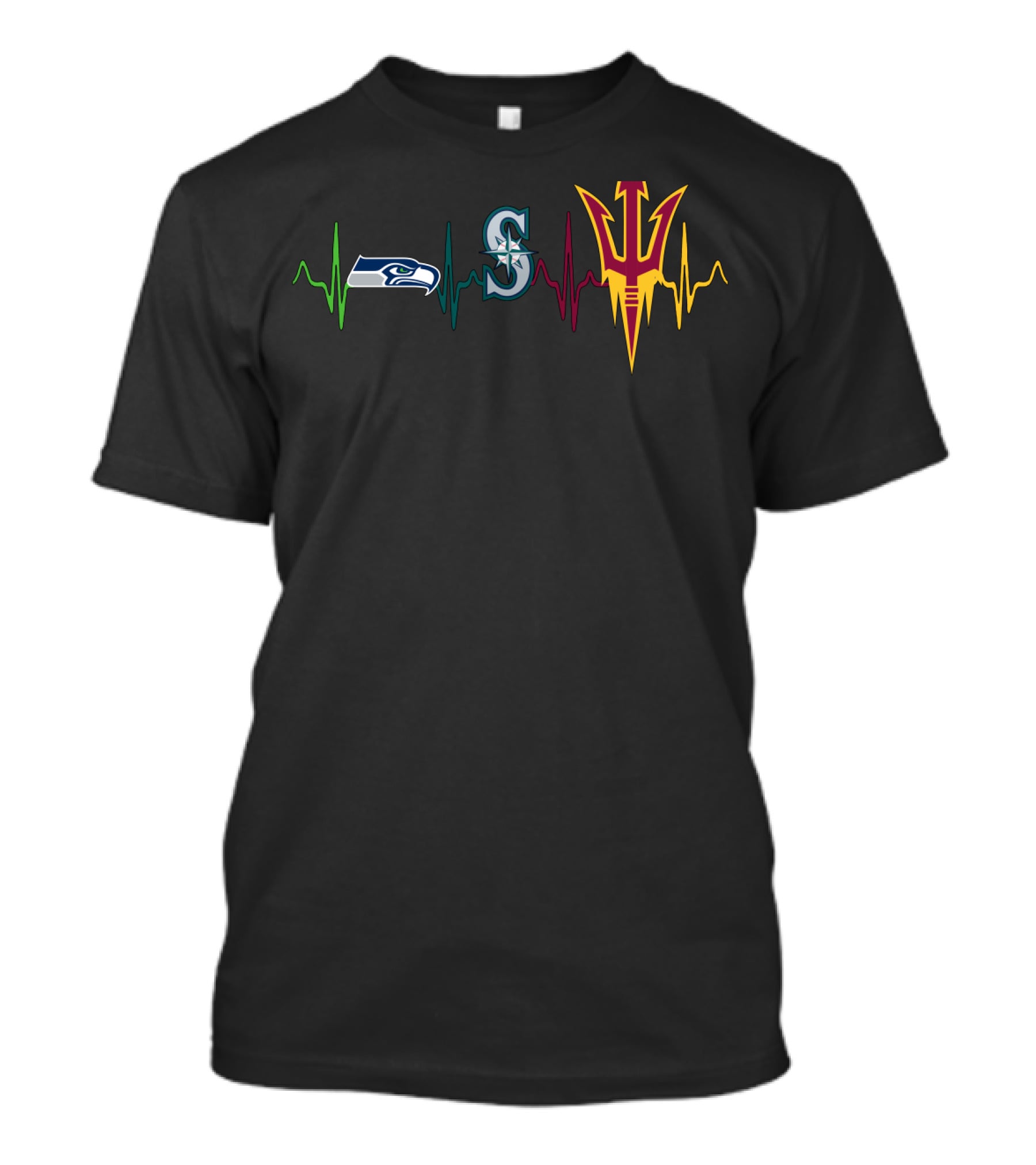 Seahawks Mariners Sun Devils Heartbeat T-Shirt