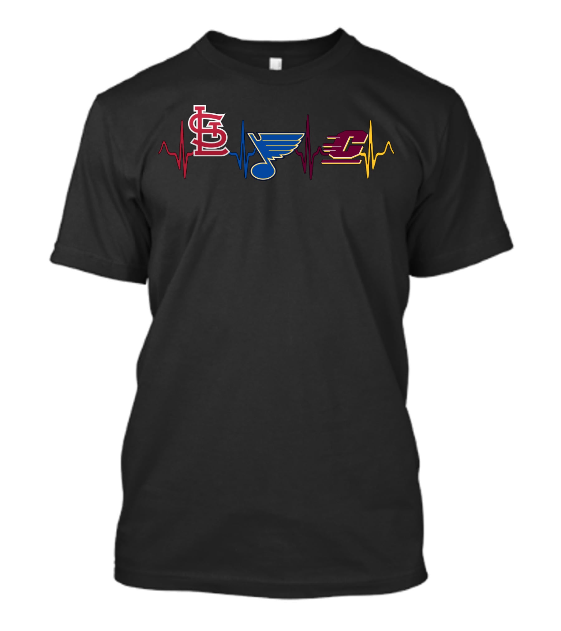 Stcardinals Blues Cmc Heartbeat Logo Fusion T-Shirt