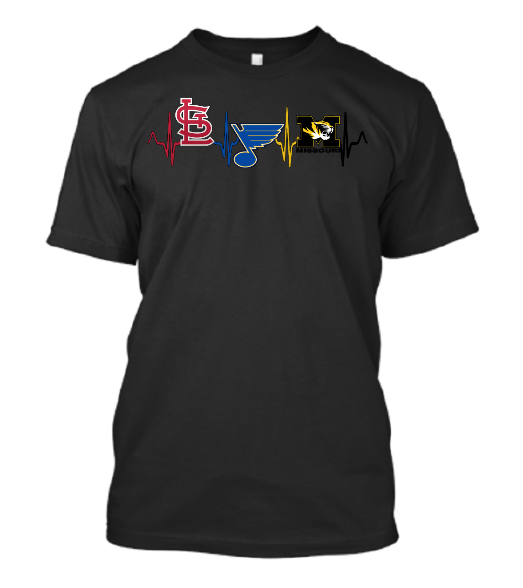 Stcardinals Blues Missouri Tigers Heartbeat T-Shirt