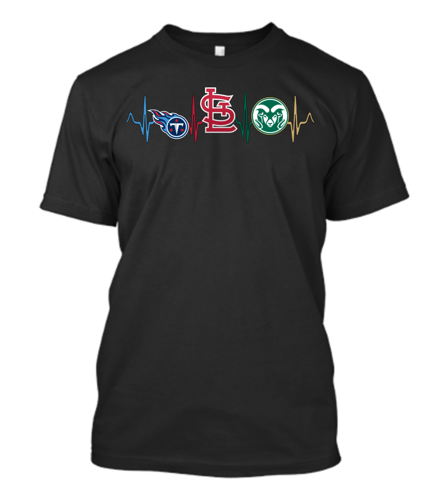 Tennessee Titans St. Louis Cardinals Colorado State Rams Heartbeat T-Shirt