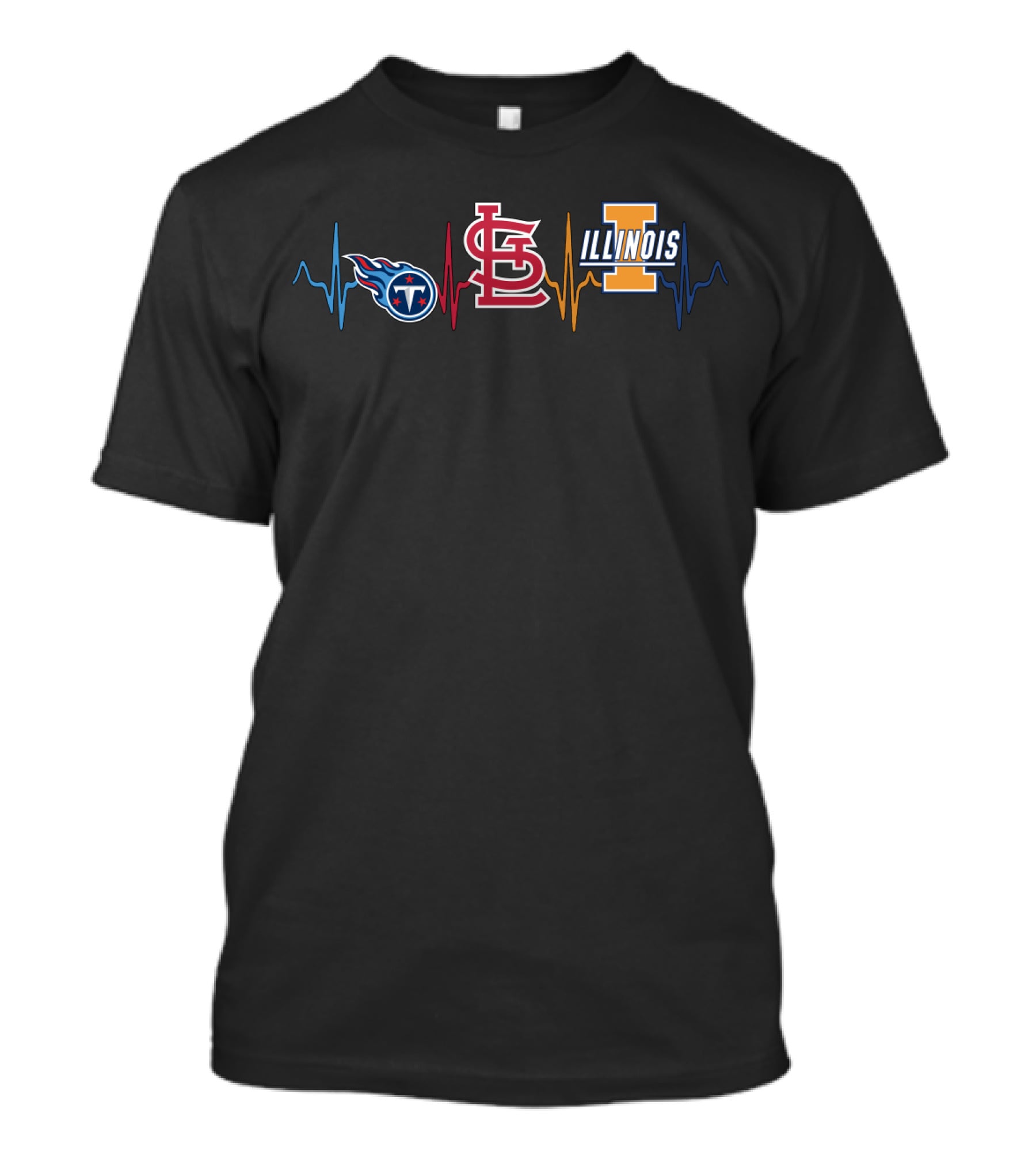 Tennessee Titans St. Louis Cardinals Illinois Fighting Illini Heartbeat T-Shirt
