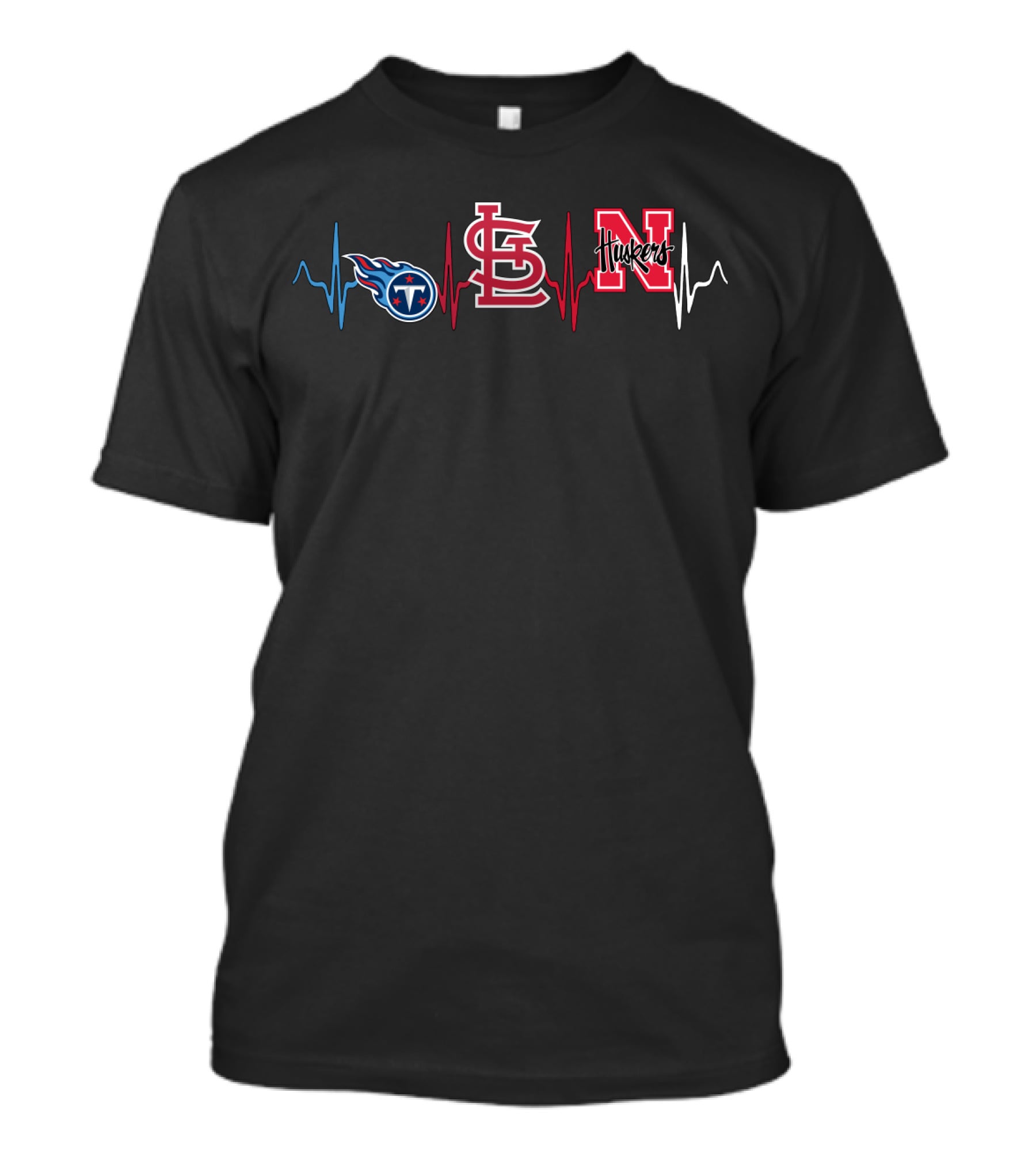 Tennessee Titans St. Louis Cardinals Nebraska Huskers Heartbeat T-Shirt