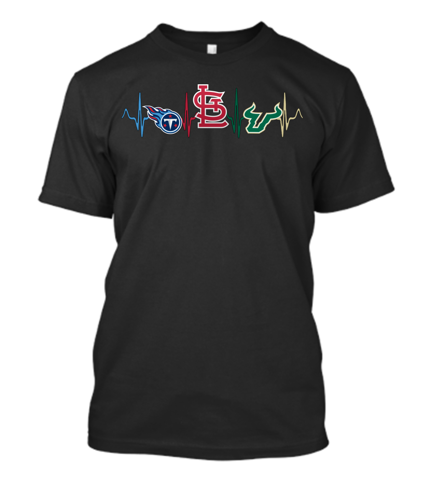 Tennessee Titans St. Louis Cardinals Usf Bulls Heartbeat T-Shirt