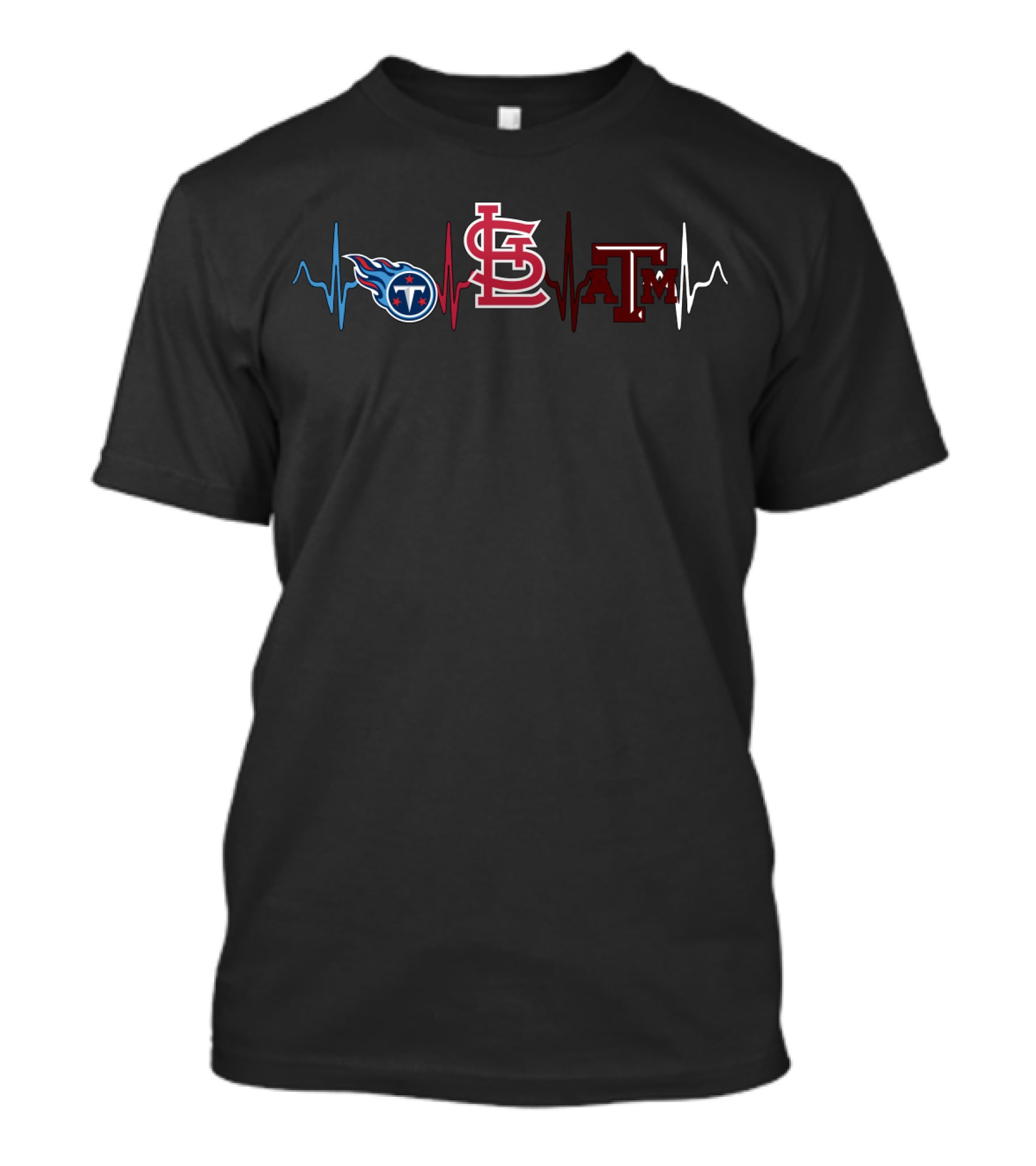 Love Titans St. Louis Cardinals Texas A&M Aggies Heartbeat T-Shirt