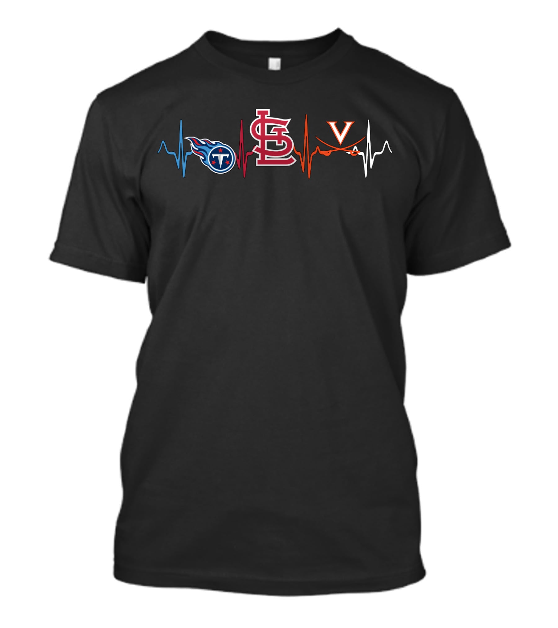 Tennessee Titans St. Louis Cardinals Virginia Cavaliers Heartbeat T-Shirt