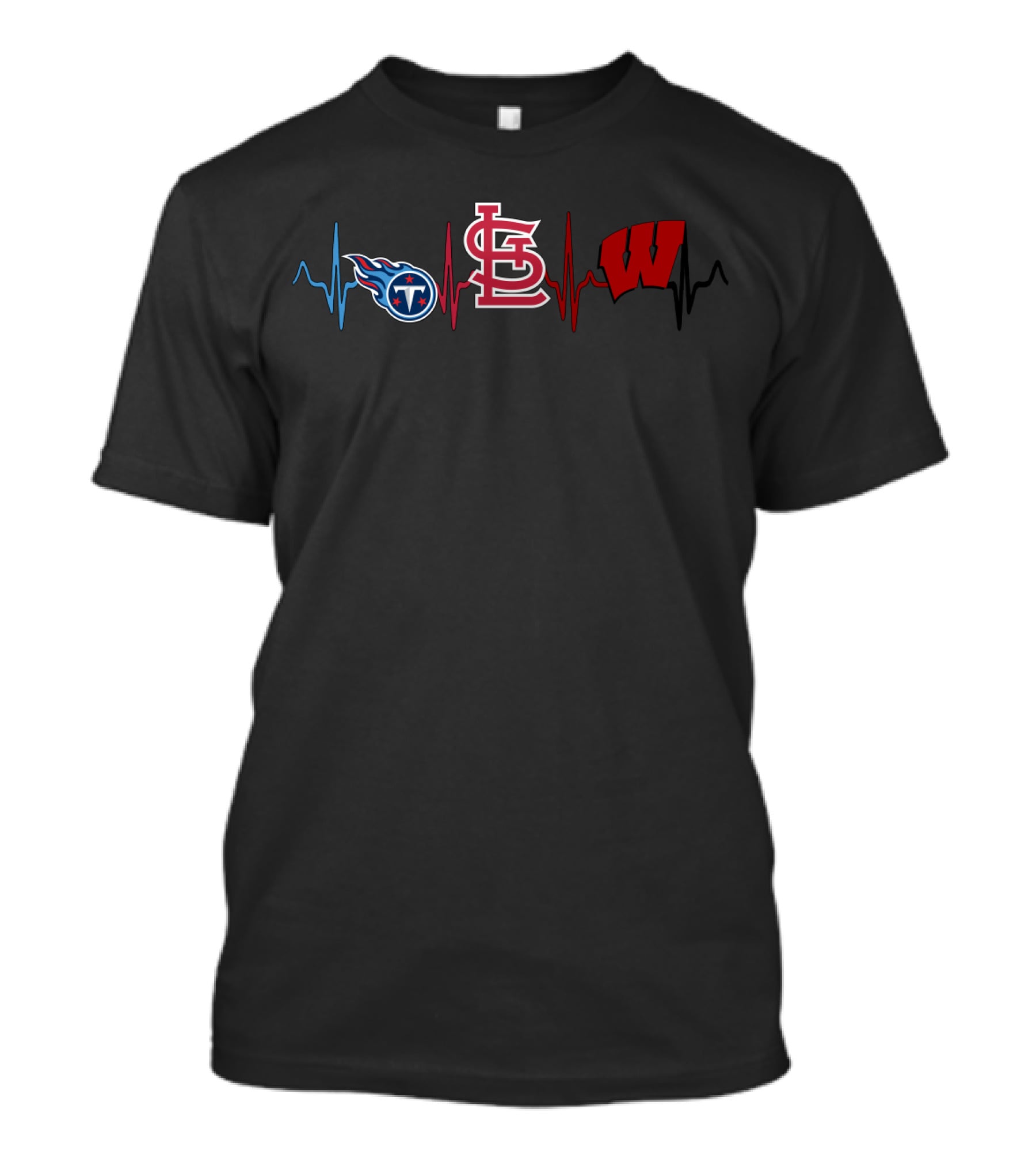 Titans Heartbeat St. Louis Cardinals Wisconsin Badgers T-Shirt