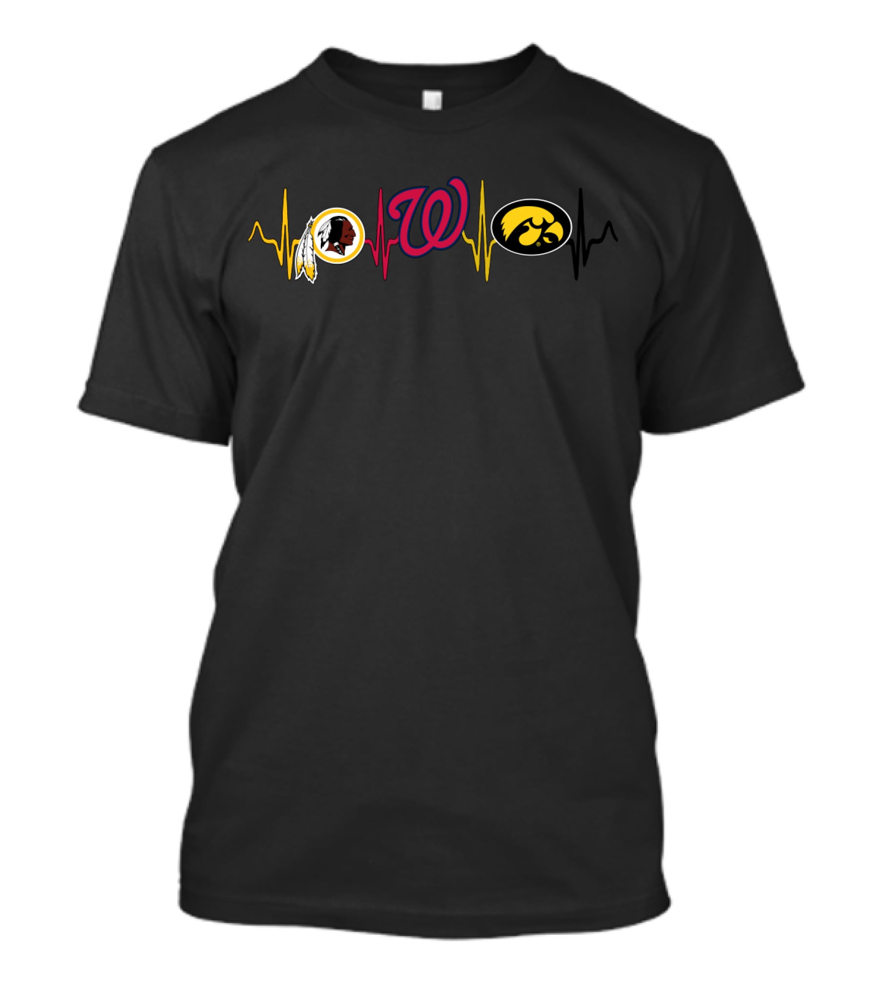 Love Redskins Nationals Iowa Hawkeyes Heartbeat T-Shirt