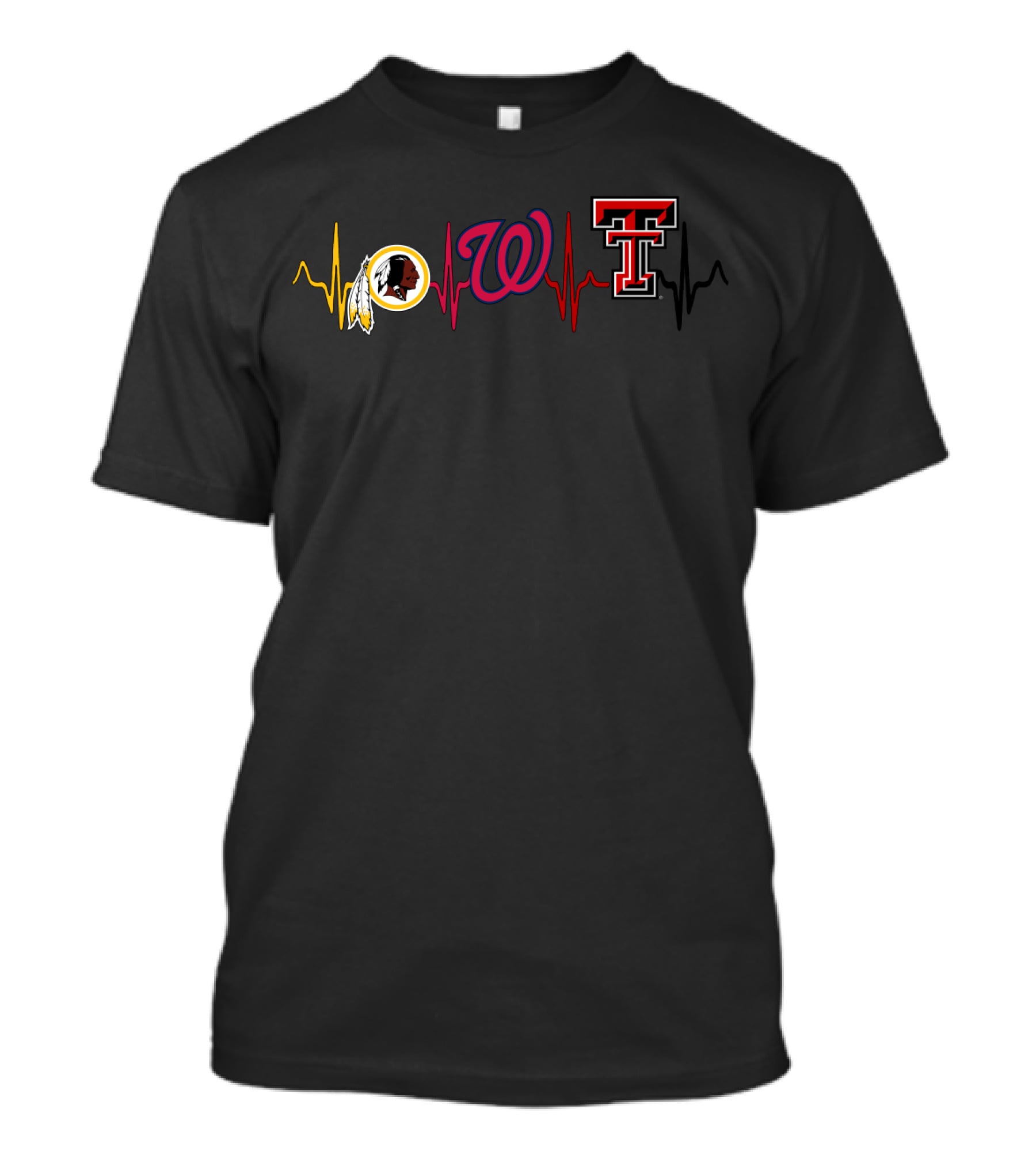 Love Redskins Nationals Texas Tech Heartbeat T-Shirt