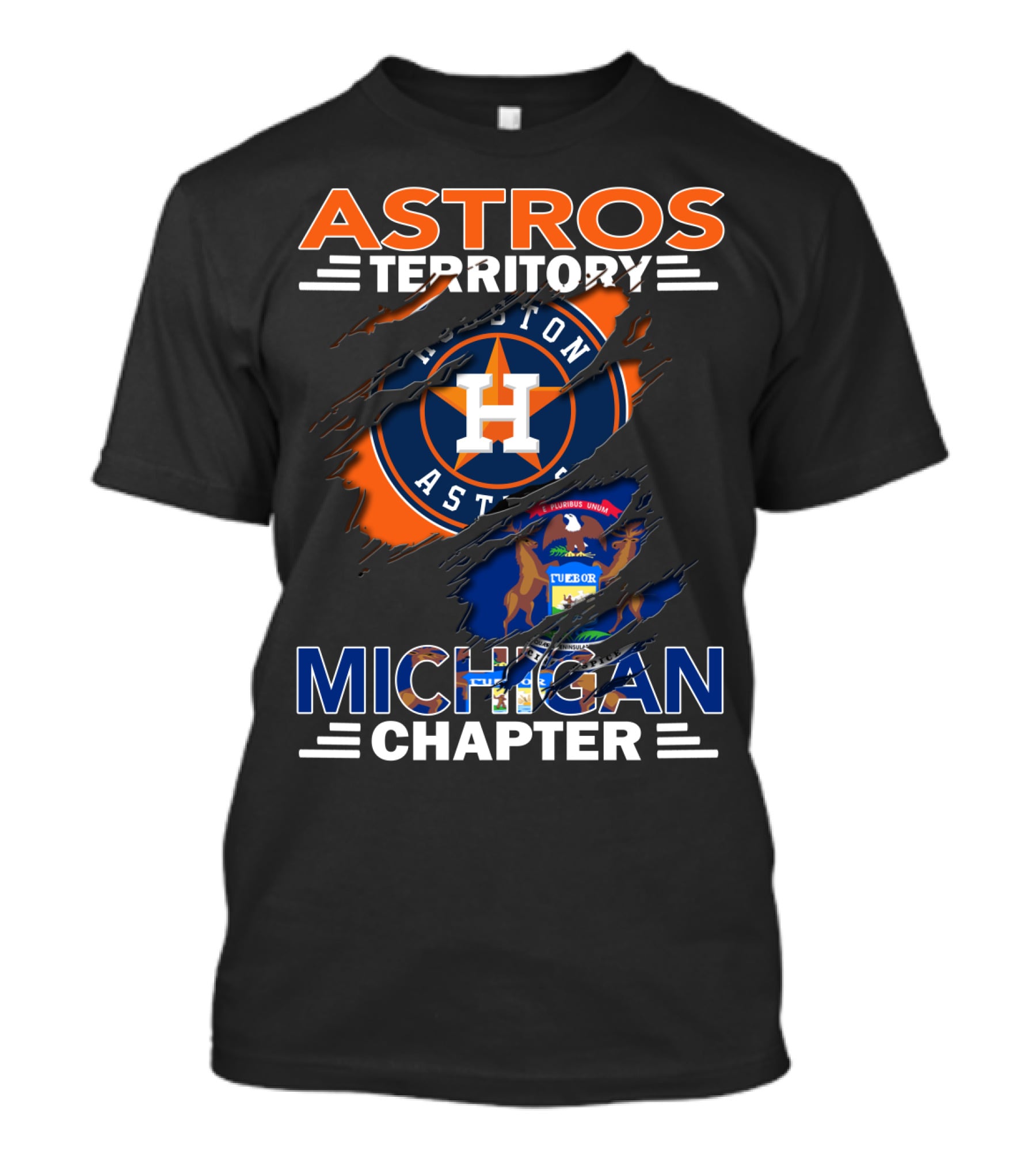 Astros Territory Michigan Chapter Houston Logo Michigan Flag T-Shirt