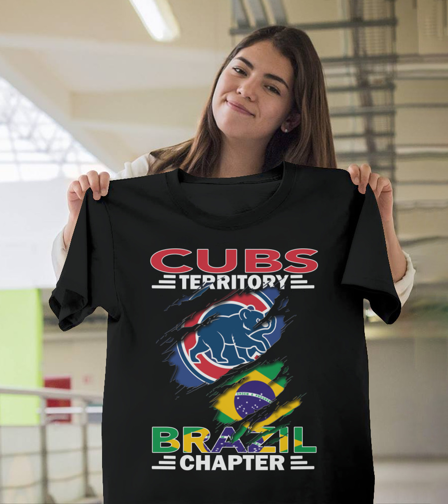 Cubs Territory Brazil Chapter Chicago Cubs Logo And Brazilian Flag T-Shirt