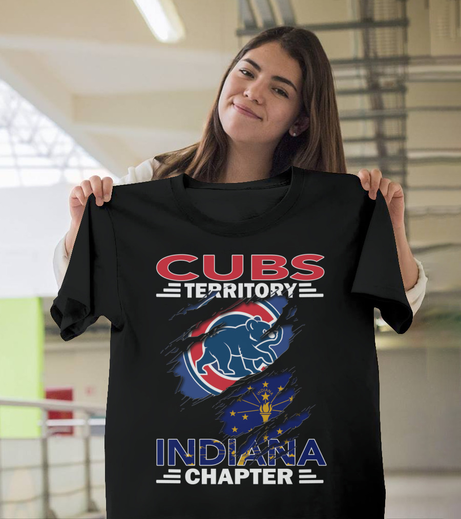 Cubs Territory Indiana Chapter Indiana State Flag And Cubs T-Shirt