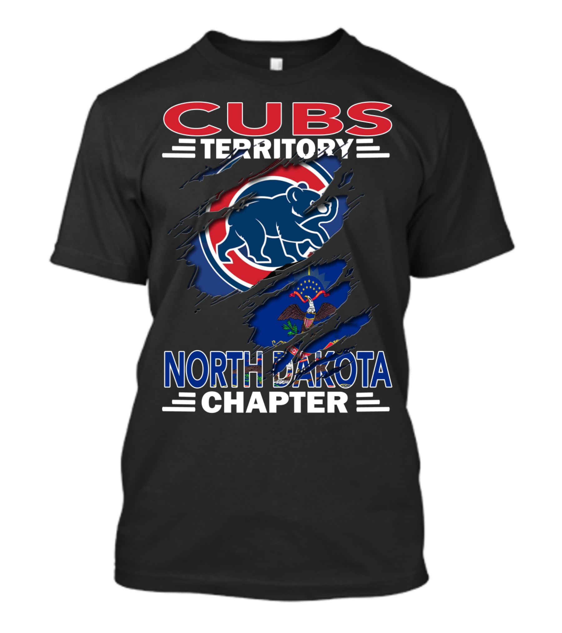 Cubs Territory North Dakota Chapter Logo With Bear And State Flag Elements T-Shirt