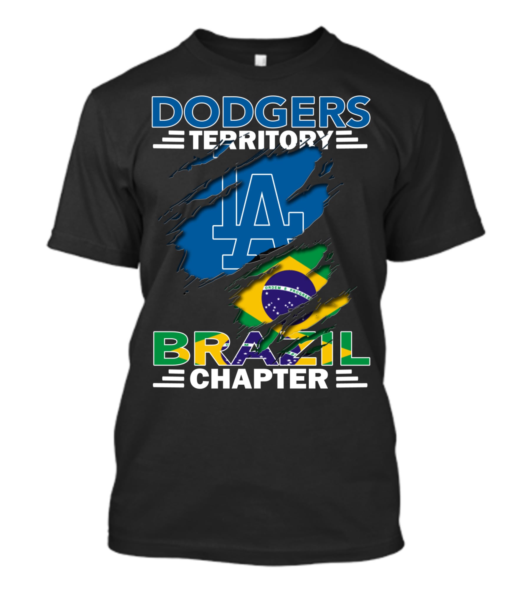 Dodgers Territory La Brazil Chapter Flag Fan T-Shirt
