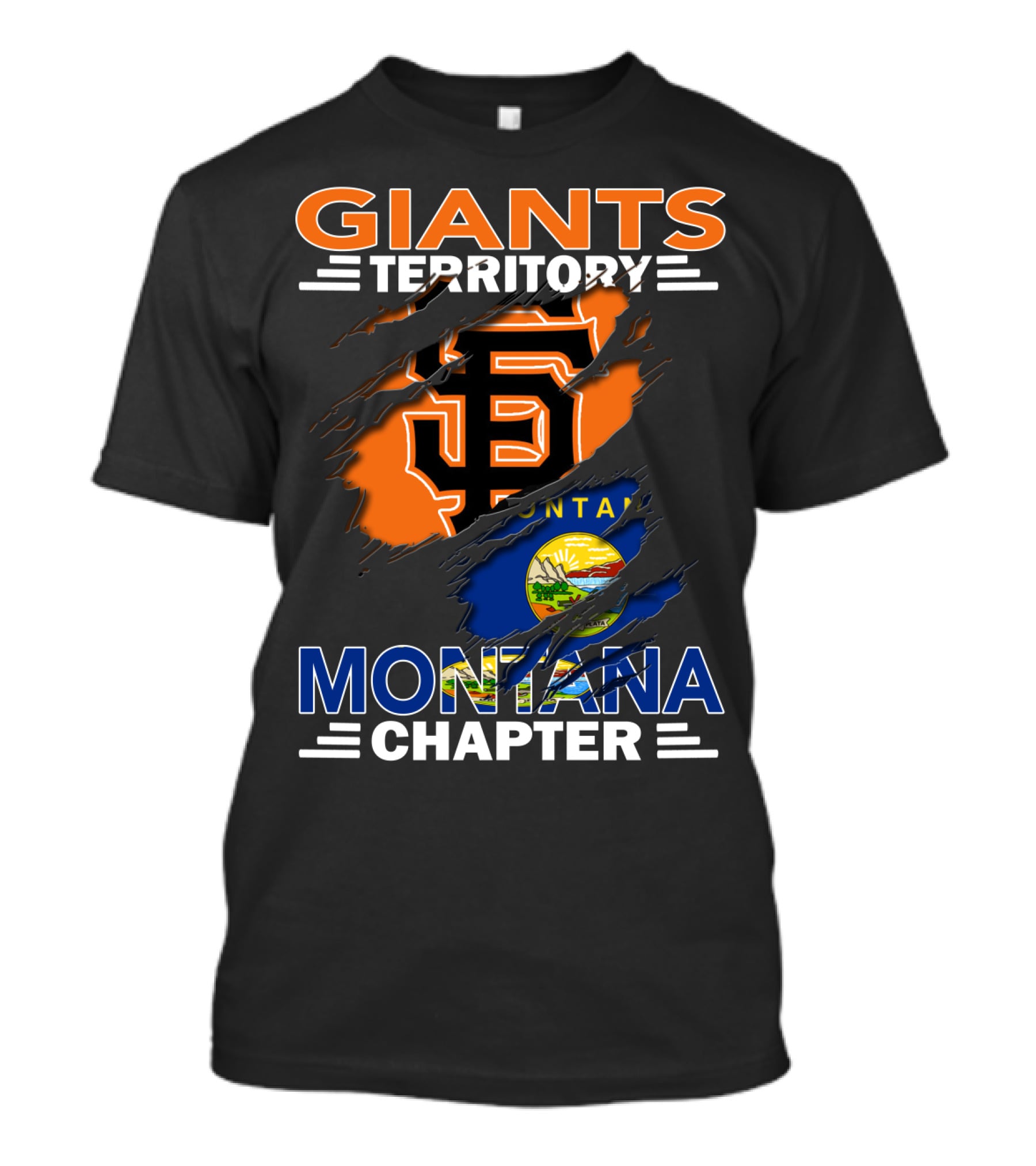 Giants Territory Montana Chapter San Francisco Giants Logo And Montana State Flag T-Shirt