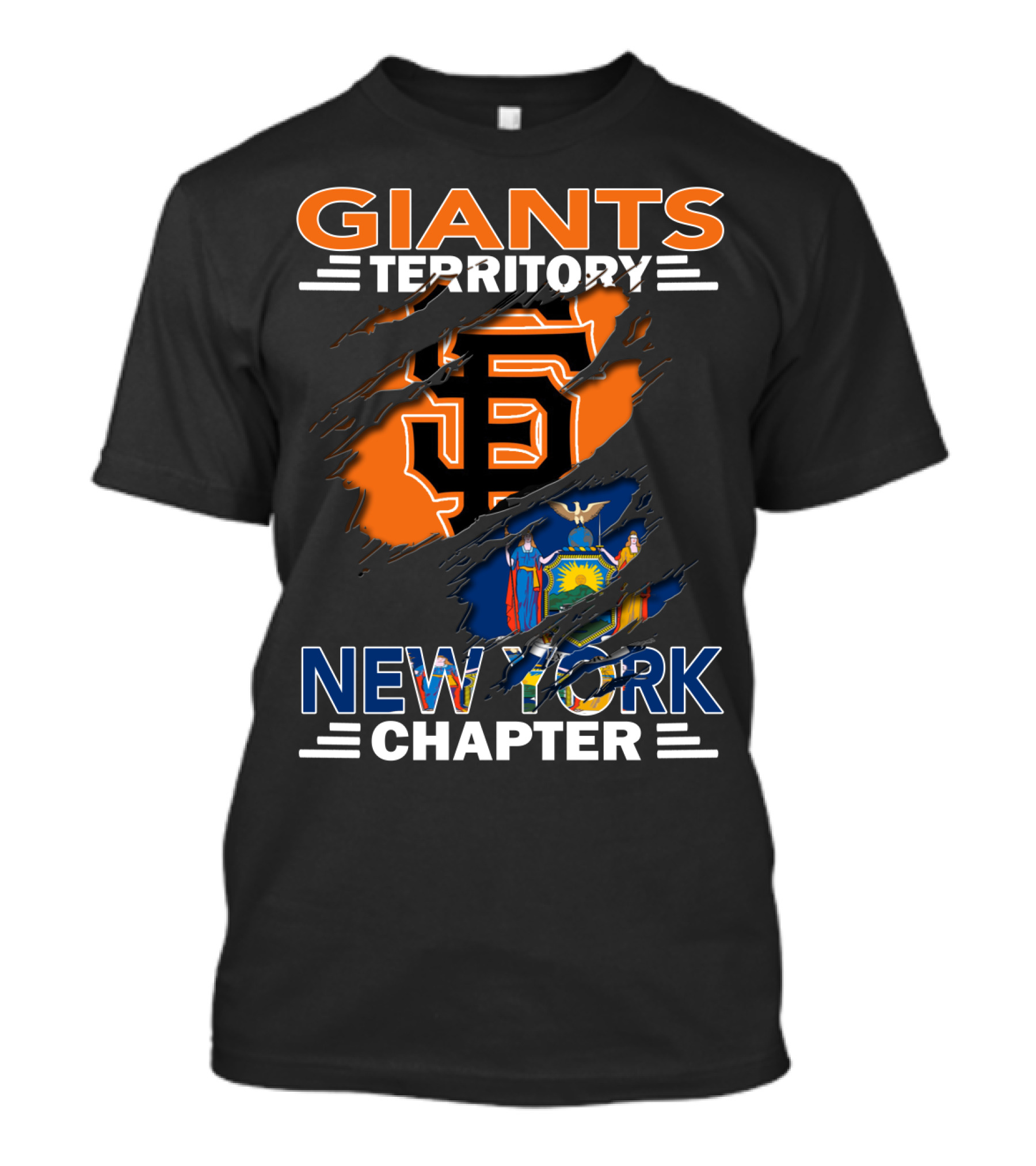 Giants Territory New York Chapter San Francisco Giants Logo And New York State Flag T-Shirt