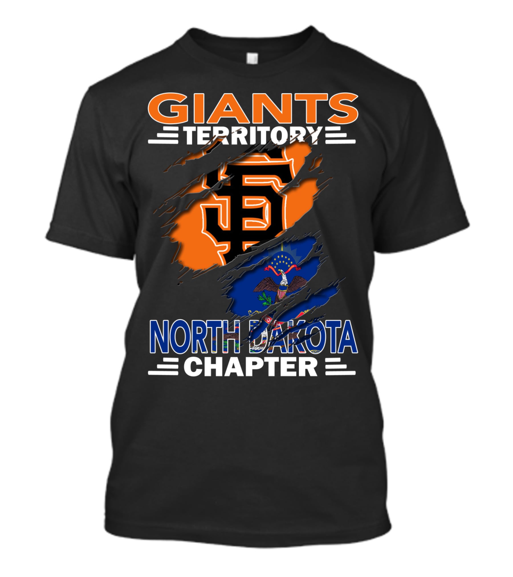 Giants Territory North Dakota Chapter Sf Logo And State Flag T-Shirt