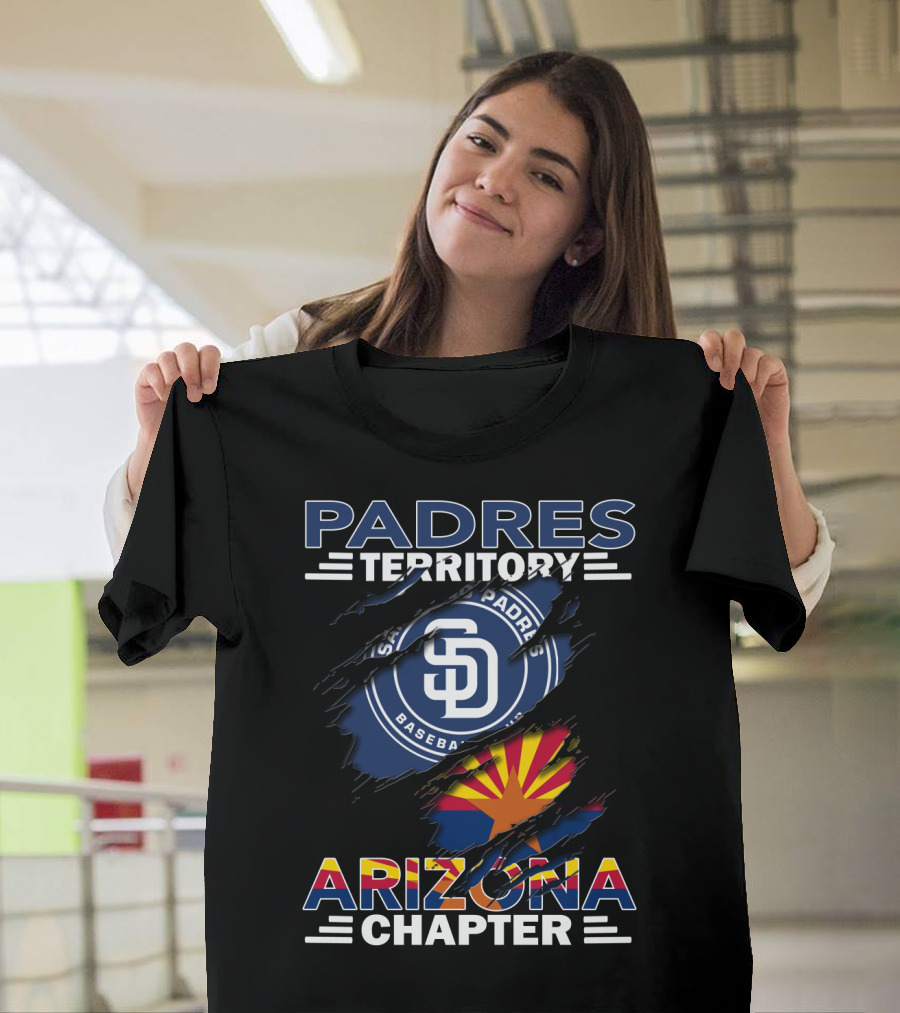 Padres Territory Arizona Chapter San Diego Baseball Logo With Arizona State Flag T-Shirt
