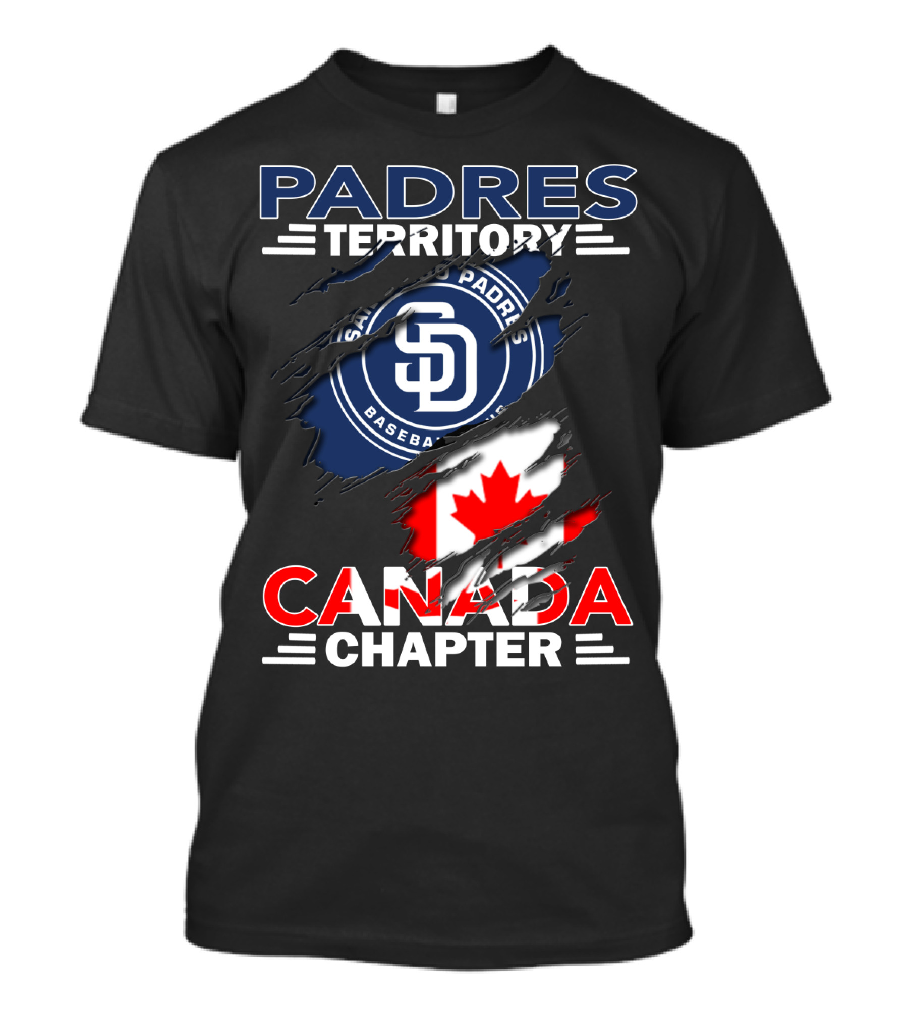 Padres Territory Canada Chapter San Diego Baseball Canadian Flag T-Shirt