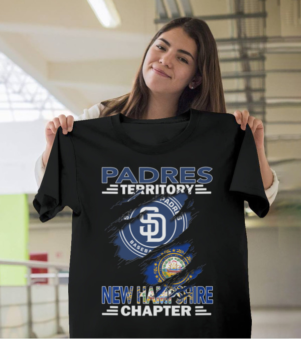 Padres Territory New Hampshire Chapter San Diego Padres Baseball Logo New Hampshire Flag T-Shirt