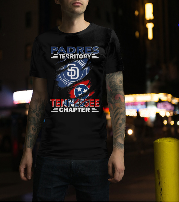 Padres Territory Tennessee Chapter SD Baseball Logo Star Flag Claw Marks T-Shirt