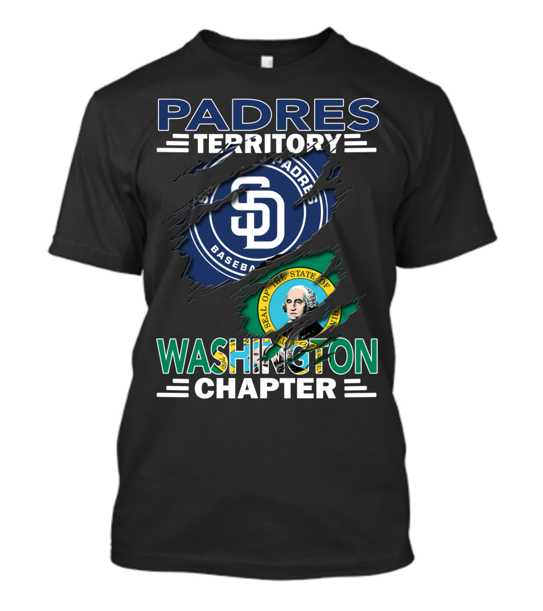 Padres Territory SD Baseball Washington Chapter Seal Of The State Of Washington T-Shirt