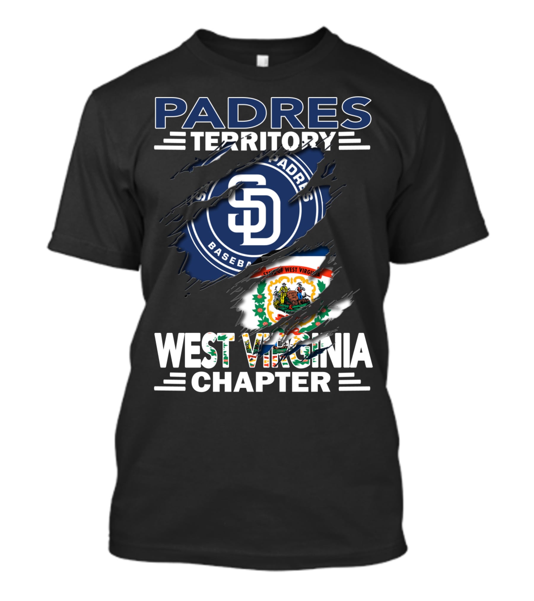 Padres Territory Baseball West Virginia Chapter Flag Emblem T-Shirt