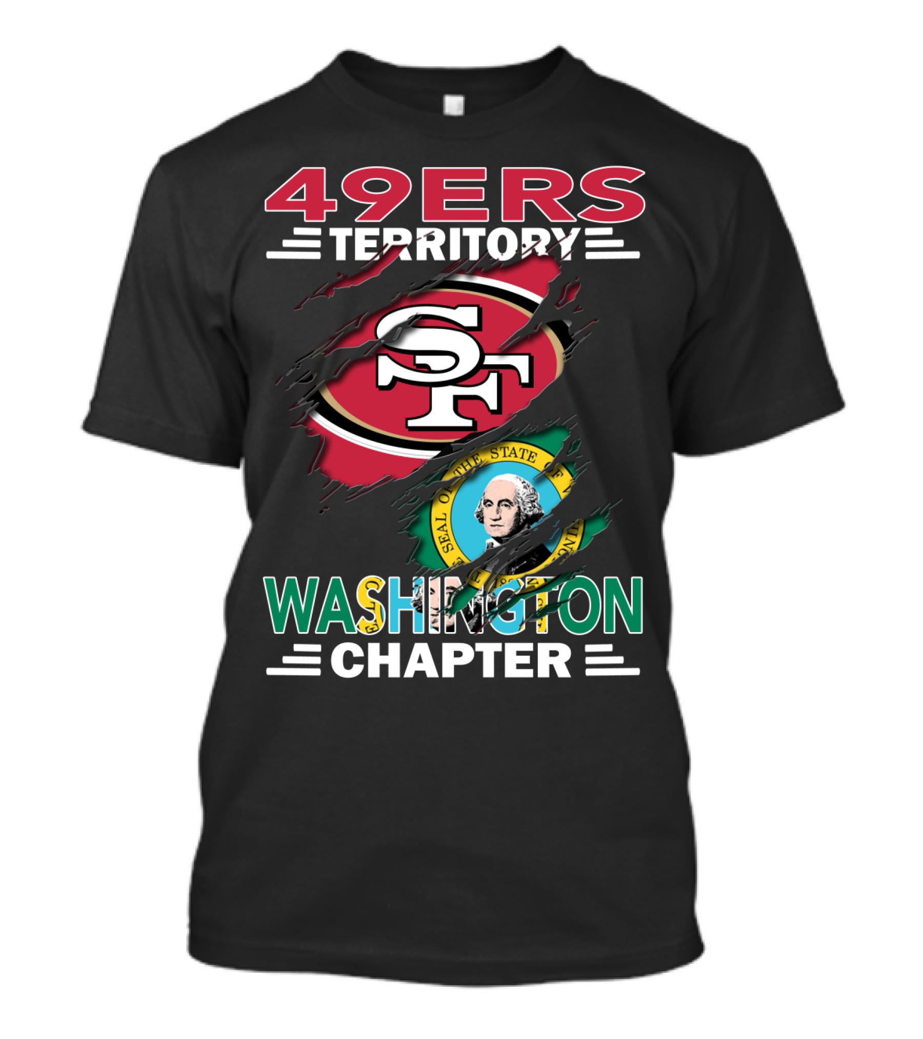 49ers Territory Washington Chapter SF Logo And Washington State Seal T-Shirt