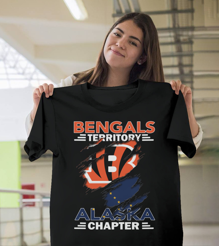 Bengals Territory Alaska Chapter Logo With Torn Effect And Flag Elements T-Shirt