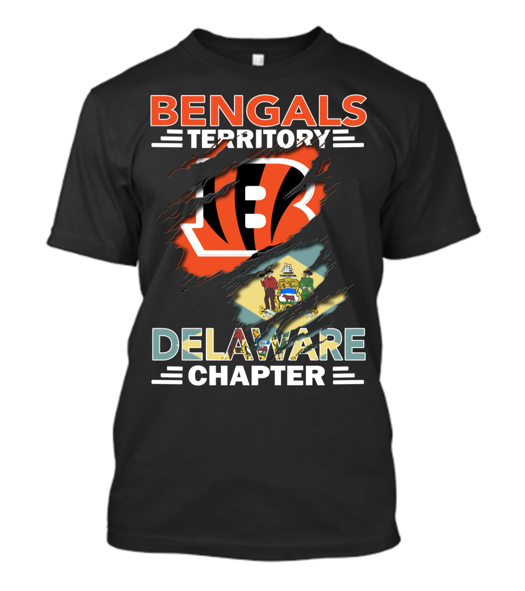 Bengals Territory Delaware Chapter Bengals Logo And Flag T-Shirt