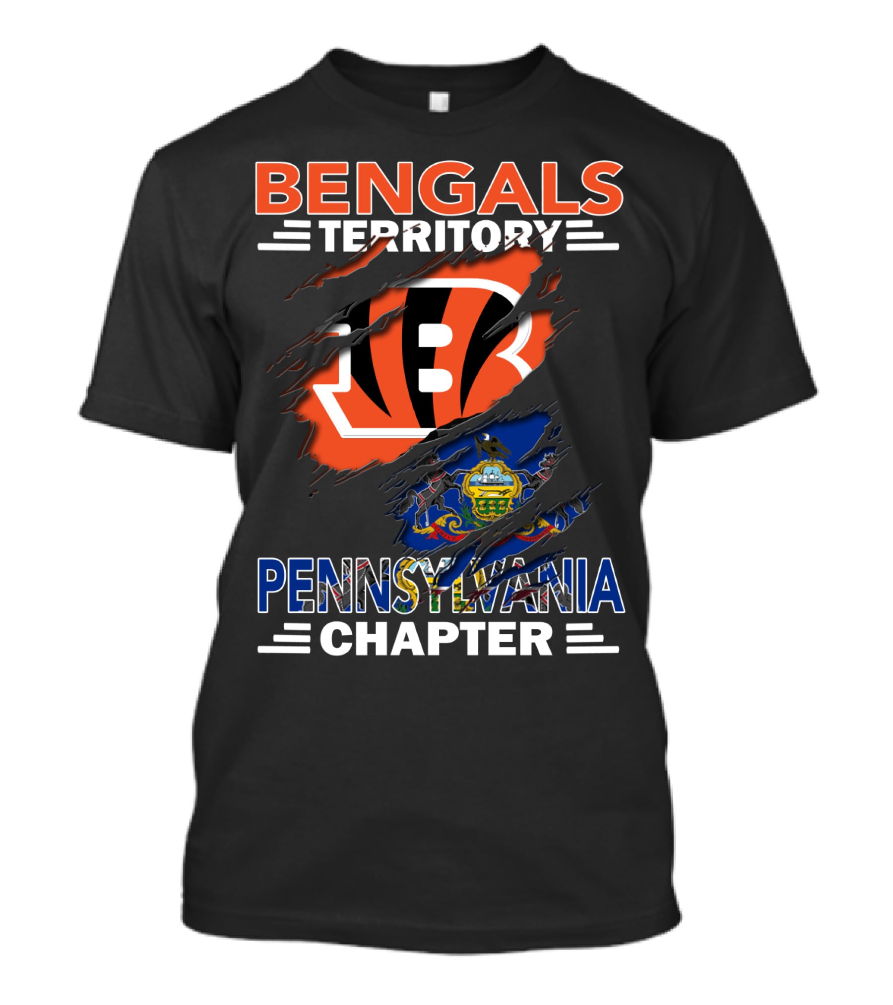Bengals Territory Pennsylvania Chapter Logo With State Flag Elements T-Shirt