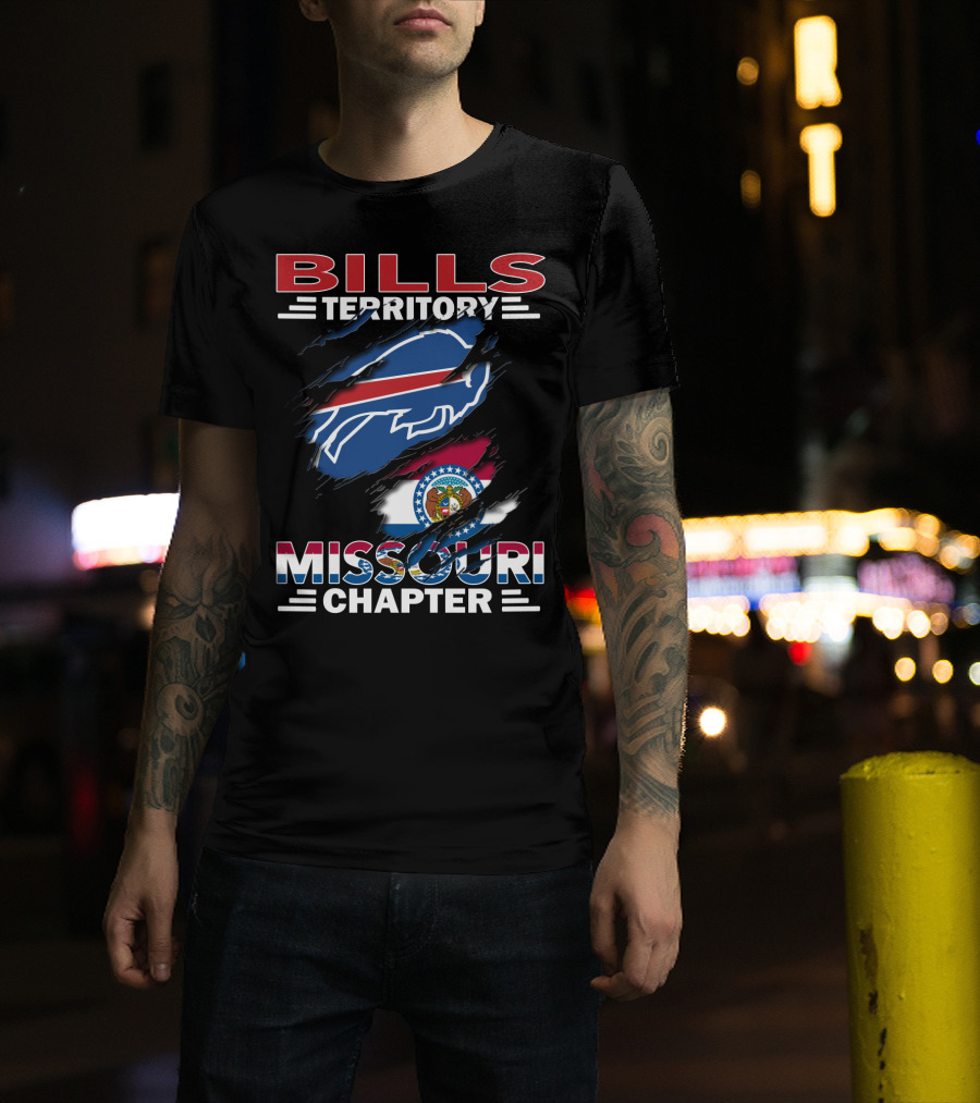 Bills Territory Missouri Chapter Buffalo Logo With State Flag T-Shirt