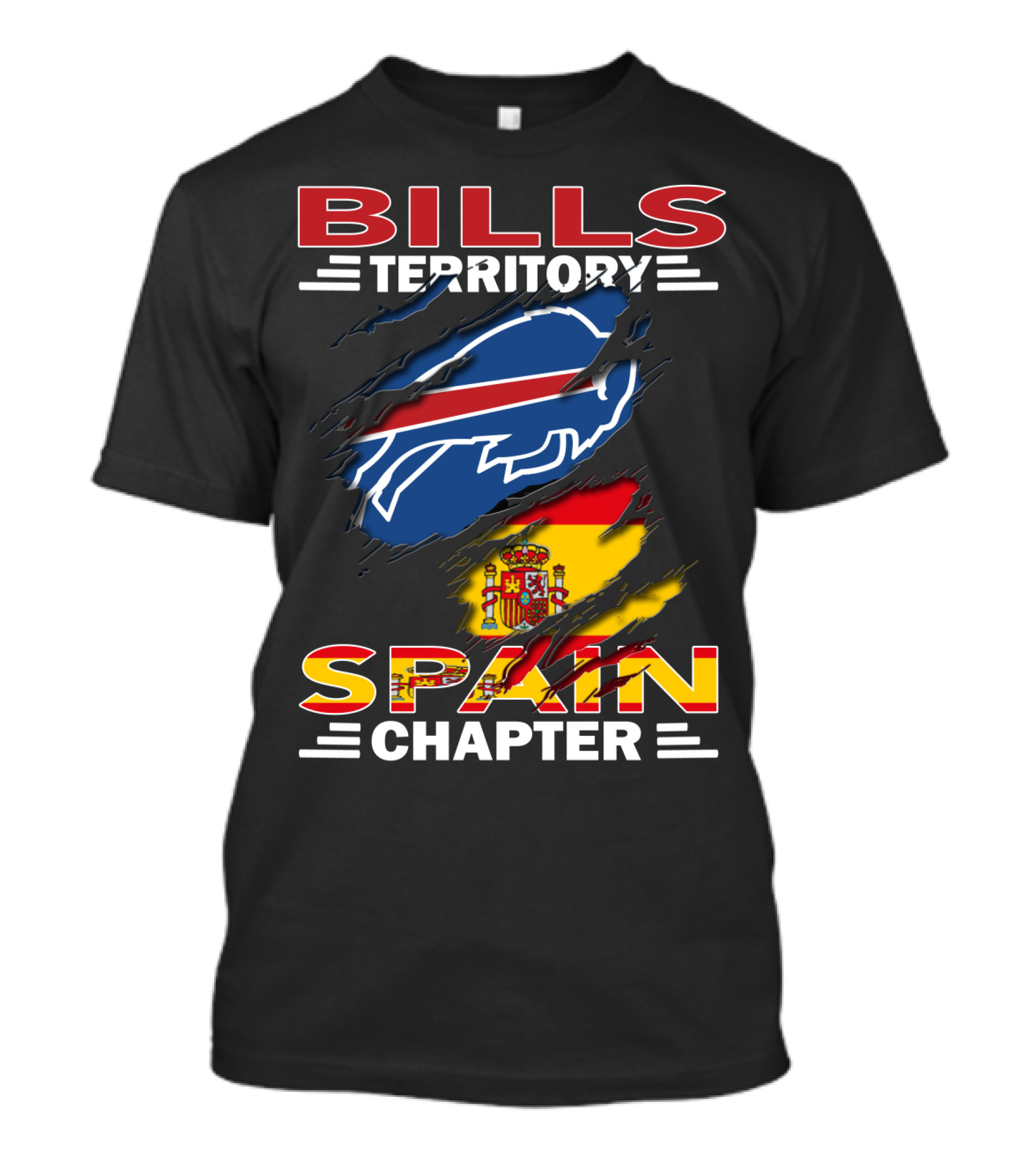 Bills Territory Spain Chapter Buffalo Logo Spain Flag T-Shirt