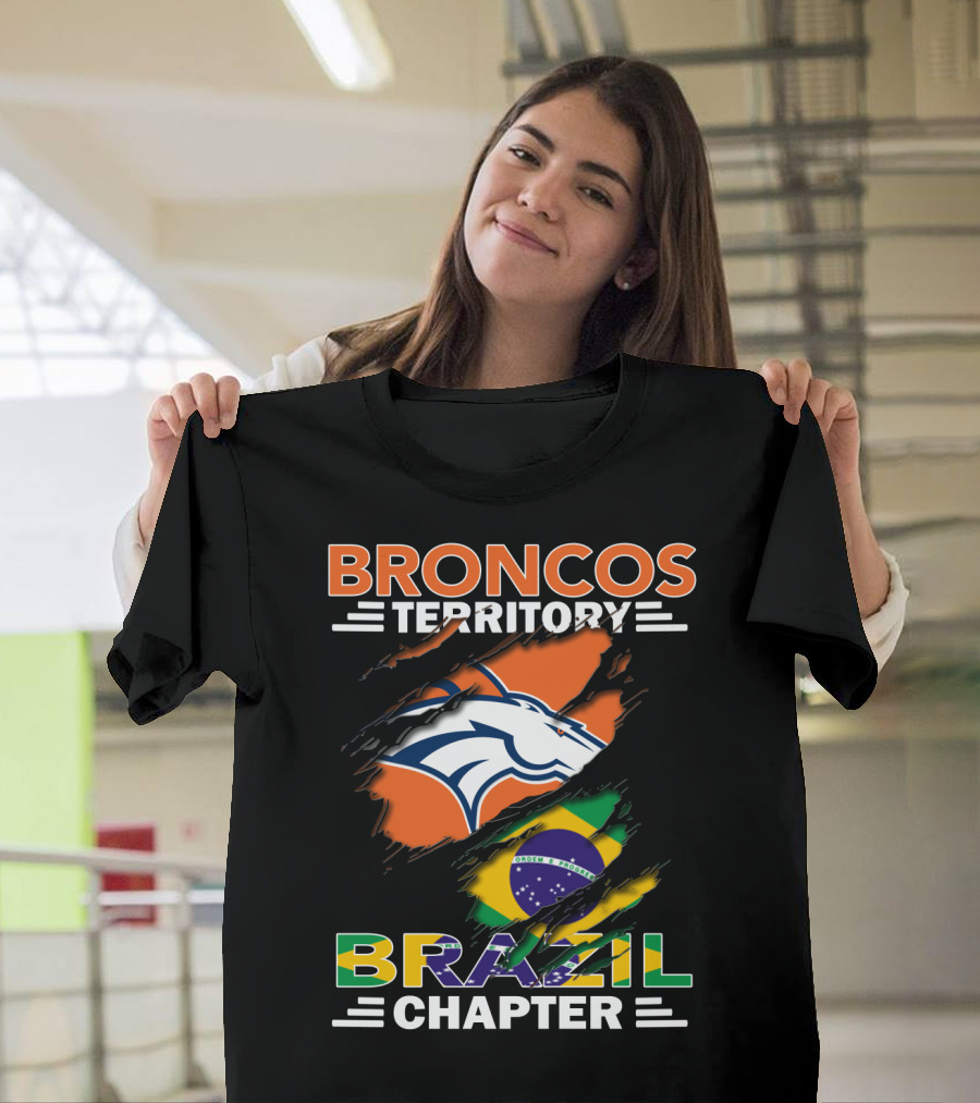 Broncos Territory Brazil Chapter NFL Fan Club Brazilian Flag T-Shirt