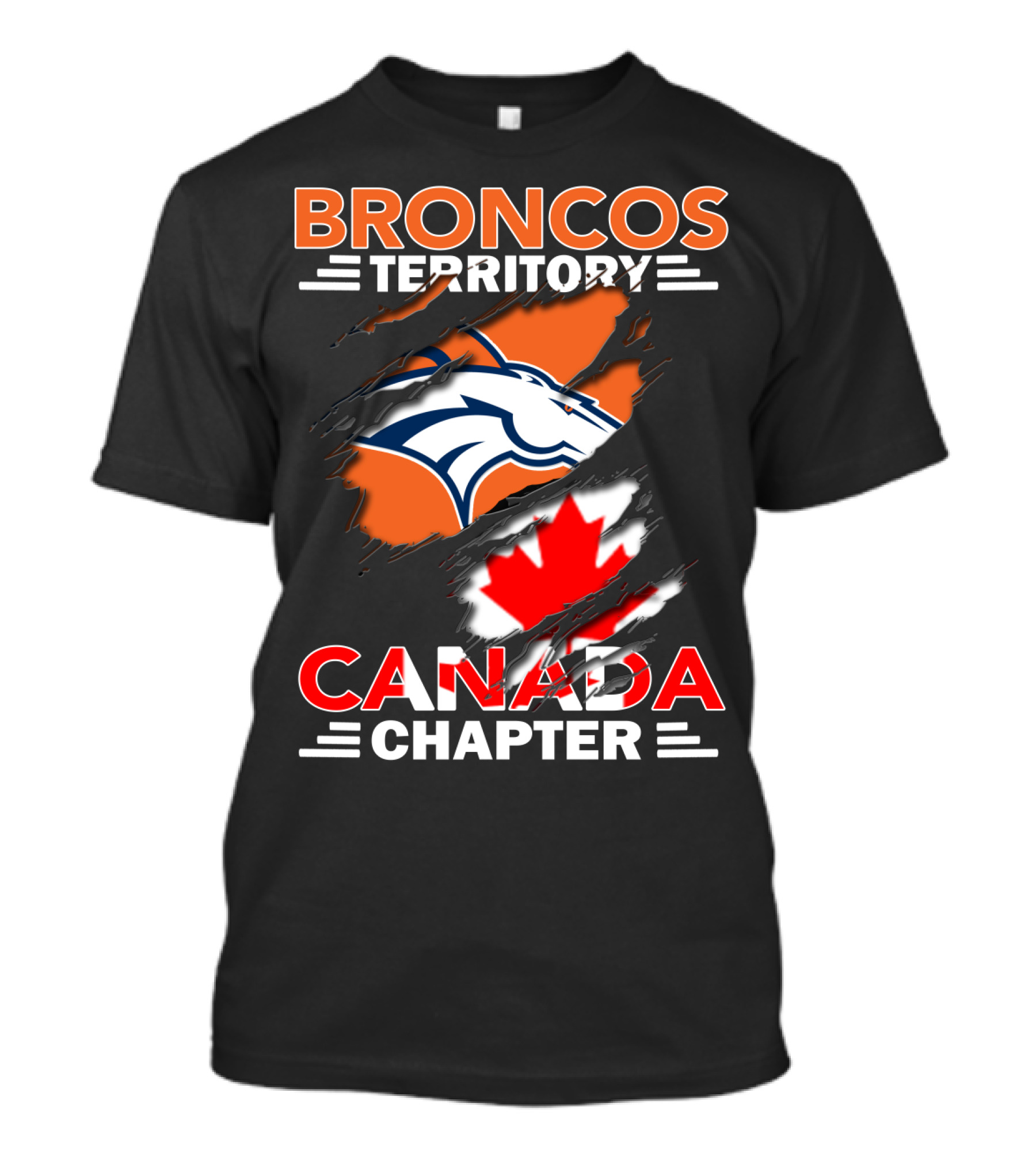 Broncos Territory Canada Chapter Logo With Maple Leaf And Horse Head T-Shirt