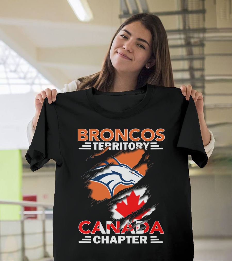 Broncos Territory Canada Chapter Logo with Maple Leaf and Horse Head T-Shirt
