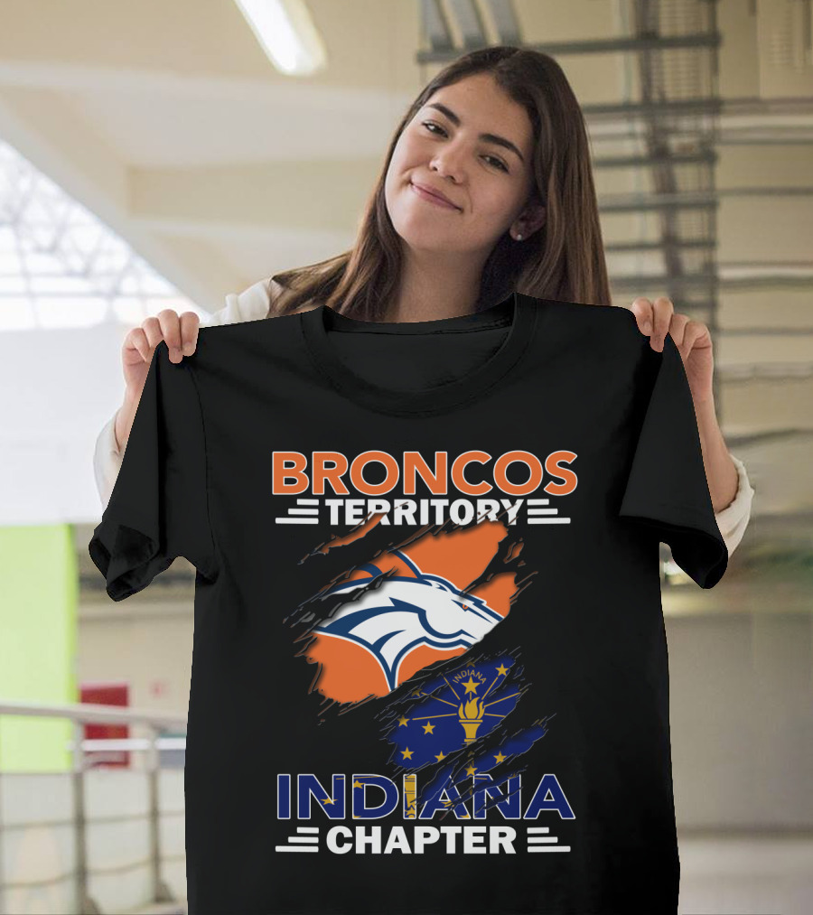 Broncos Territory Indiana Chapter NFL Coat of Arms T-Shirt