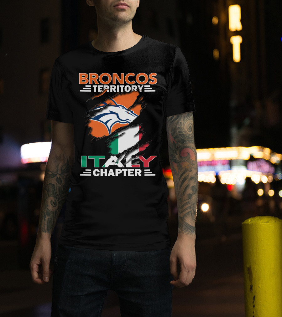 Broncos Territory Italy Chapter Italy Flag Denver T-Shirt