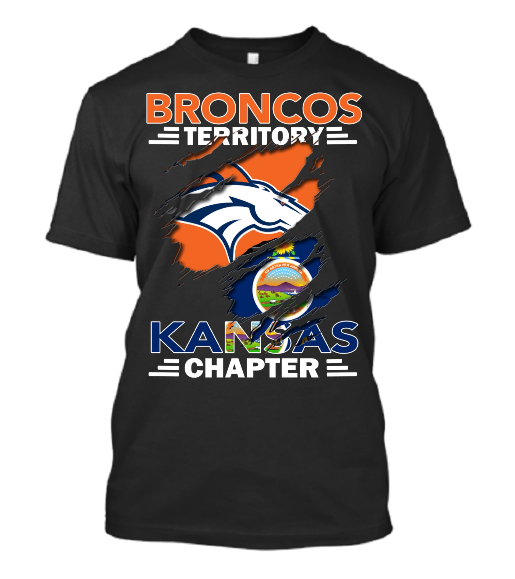 Broncos Territory Kansas Chapter Denver Football Team State Pride T-Shirt
